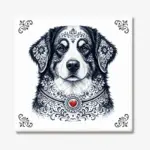 Tegeltje met Berner Sennen hond in Zeeuwse stijl met rood hartje