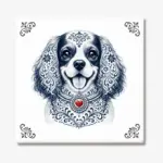 Tegeltje met Cavalier King Charles Spaniël in Zeeuwse stijl met rood hartje