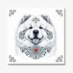 Tegeltje met Chow Chow in Zeeuwse stijl met rood hartje