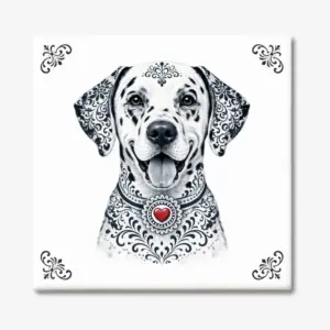 Tegeltje met Dalmatiër | Dalmatische Hond in Zeeuwse stijl met rood hartje