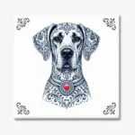 Tegeltje met Duitse Dog hond in Zeeuwse stijl met rood hartje