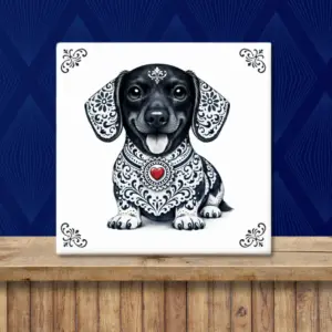 Dwergdashond | Dwergteckel Zeeuws honden tegeltje