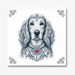 Tegeltje met Ierse Setter hond in Zeeuwse stijl met rood hartje