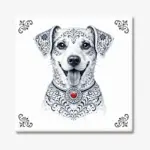 Tegeltje met Jack Russell Terriër gladharige hond in Zeeuwse stijl met rood hartje
