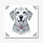 Tegeltje met Labrador Retriever hond in Zeeuwse stijl met rood hartje