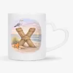 Mok met letter X | strand thema | standaard oor