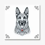 Tegeltje met Mechelse Herdershond | Belgische Herder in Zeeuwse stijl met rood hartje
