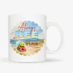 Mok met de tekst “Always BEE you!” met schattige bij in strand thema