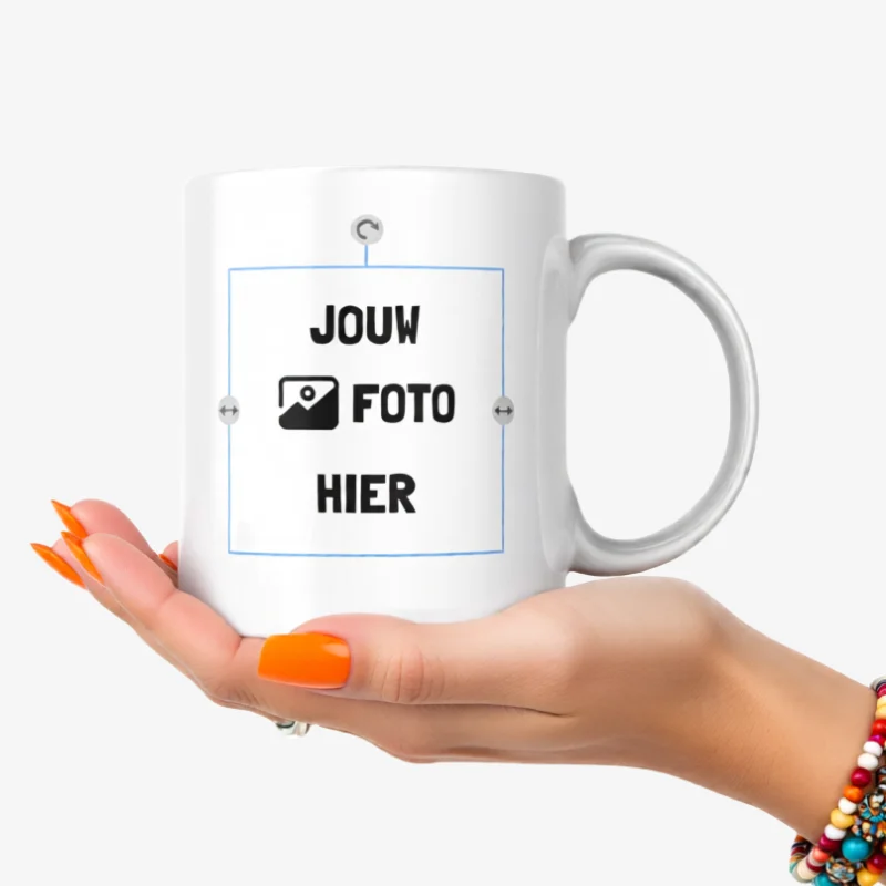 Mok met foto Voorbeeld van een mok dat je zelf kan ontwerpen met eigen foto