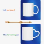 Mok met letter E | strand thema | standaard oor