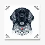 Tegeltje met Newfoundlander hond in Zeeuwse stijl met rood hartje