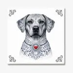 Tegeltje met Rhodesian Ridgeback hond in Zeeuwse stijl met rood hartje