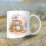 Mok met letter B | strand thema | standaard oor