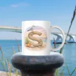 Mok met letter S | strand thema | standaard oor
