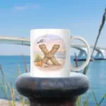 Mok met letter X | strand thema | standaard oor