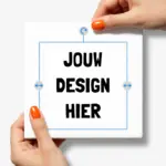 Voorbeeld van een tegeltje dat je zelf kan personaliseren met eigen design
