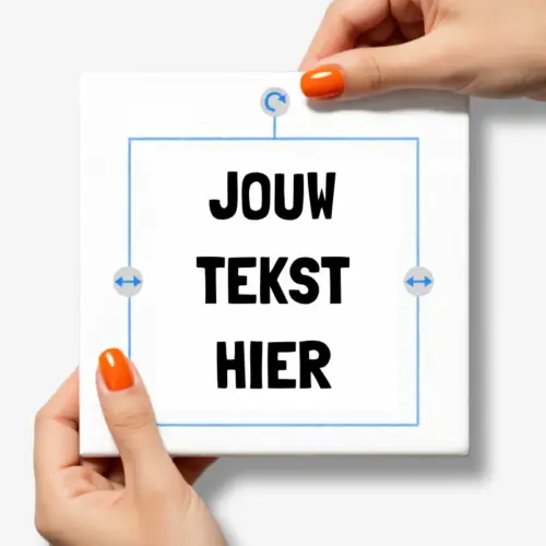 Voorbeeld van een tegeltje dat je zelf kan ontwerpen met persoonlijke tekst of quote