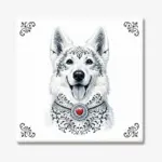 Tegeltje met Zwitserse Witte Herdershond in Zeeuwse stijl met rood hartje