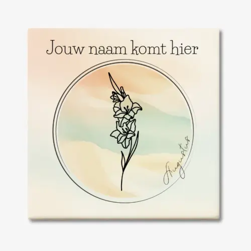 Tegeltje met de geboortebloem van augustus Gladiool