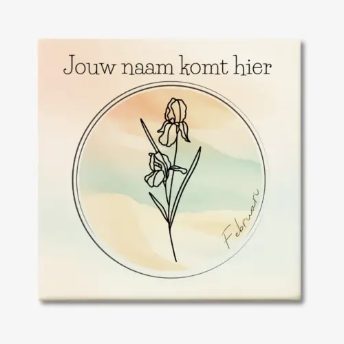 Tegeltje met de geboortebloem van februari Iris