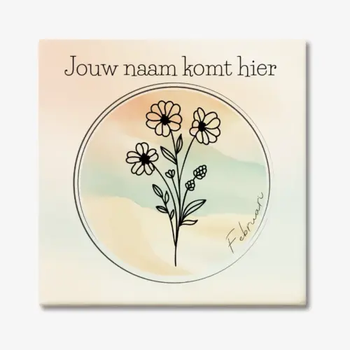 Tegeltje met de geboortebloem van februari Primula