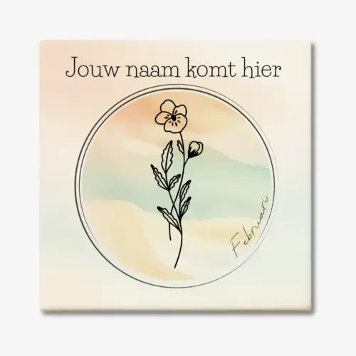 Tegeltje met de geboortebloem van februari Viooltje