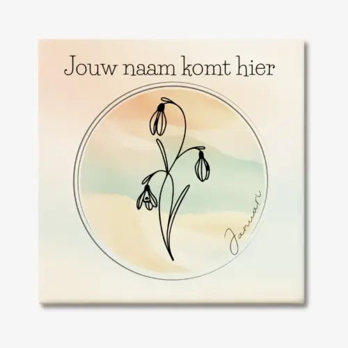 Tegeltje met de geboortebloem van januari Sneeuwklokje