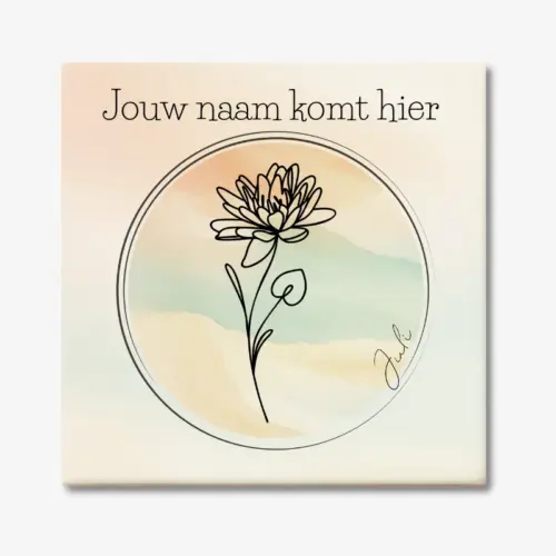 Tegeltje met de geboortebloem van juli Waterlelie