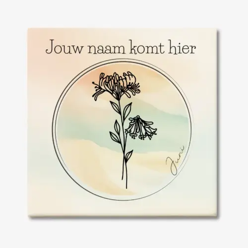 Tegeltje met de geboortebloem van juni Kamperfoelie