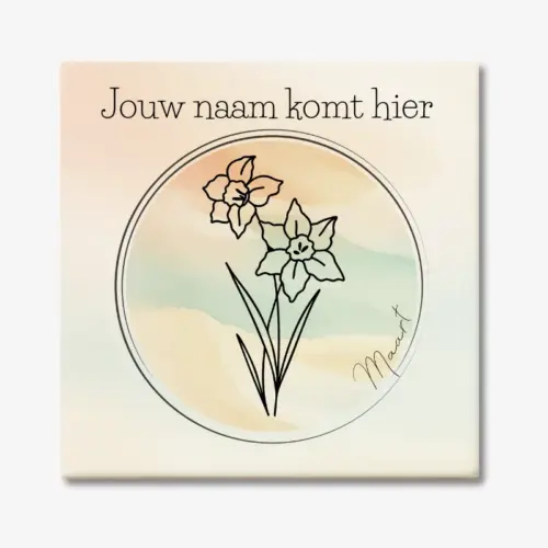 Tegeltje met de geboortebloem van maart Gele narcis