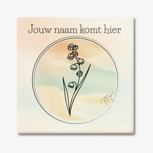 Tegeltje met de geboortebloem van mei Lelietje van dalen