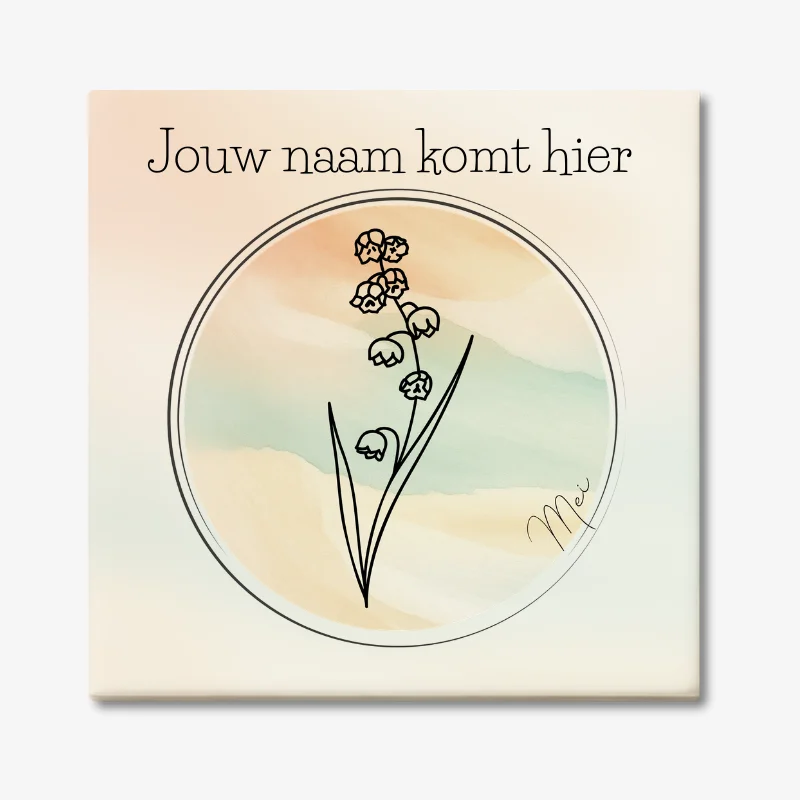 Geboortebloem tegeltje mei Lelietje van dalen Tegeltje met de geboortebloem van mei Lelietje van dalen