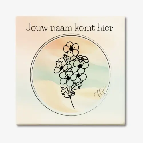 Tegeltje met de geboortebloem van mei Meidoorn