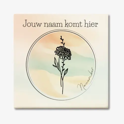 Tegeltje met de geboortebloem van november Chrysant