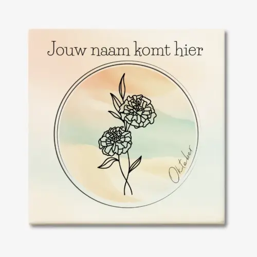 Tegeltje met de geboortebloem van oktober Goudsbloem