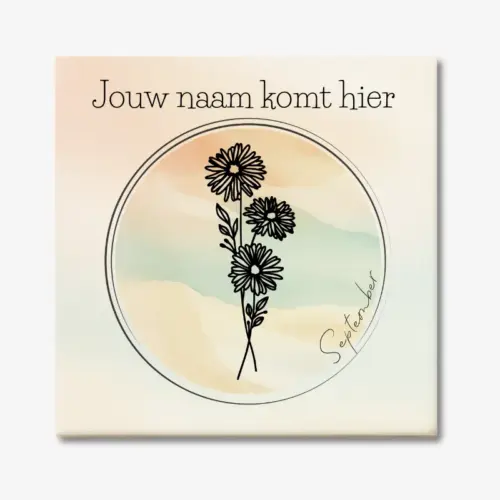 Tegeltje met de geboortebloem van september Aster