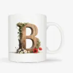 Mok letter B met hartvormig oor in bosthema