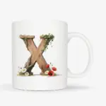 Mok letter X met hartvormig oor in bosthema