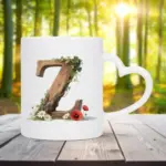 Mok letter Z met hartvormig oor in bosthema