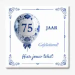 Tegeltje 75 jaar verjaardag in Delfts blauw