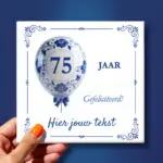 Tegeltje 75 jaar verjaardag in Delfts blauw