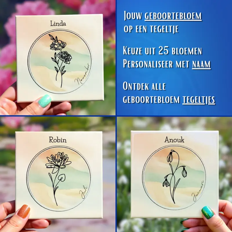 Geboortebloem tegeltjes