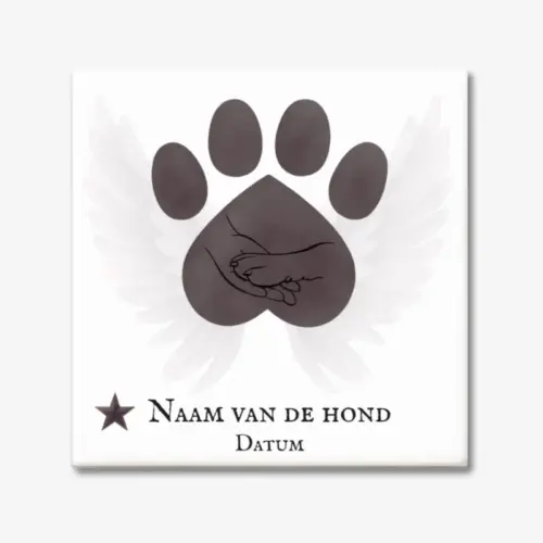 Gedenktegeltje met naam en datum - hond