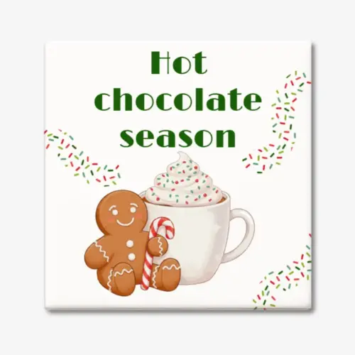 Kerst tegeltje met de tekst "Hot chocolate season"