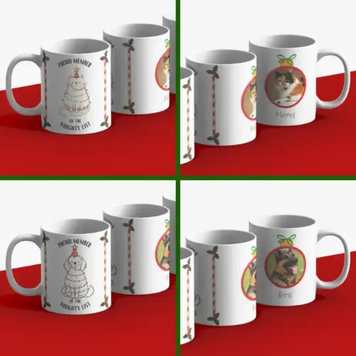 Kerstmok cadeau met hond of kat foto