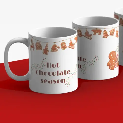 Kerstmok met de tekst "Hot chocolate season"