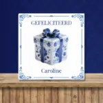 Tegeltje Gefeliciteerd met Delfts blauw cadeau