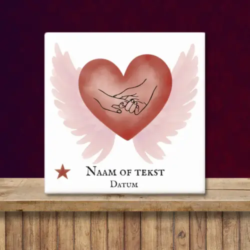 Troost tegeltje met naam en datum - handen