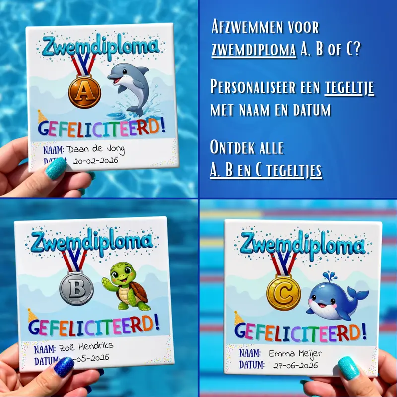 Zwemdiploma tegeltjes
