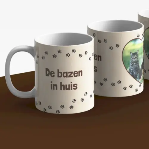 Mok met foto en tekst van hond en kat